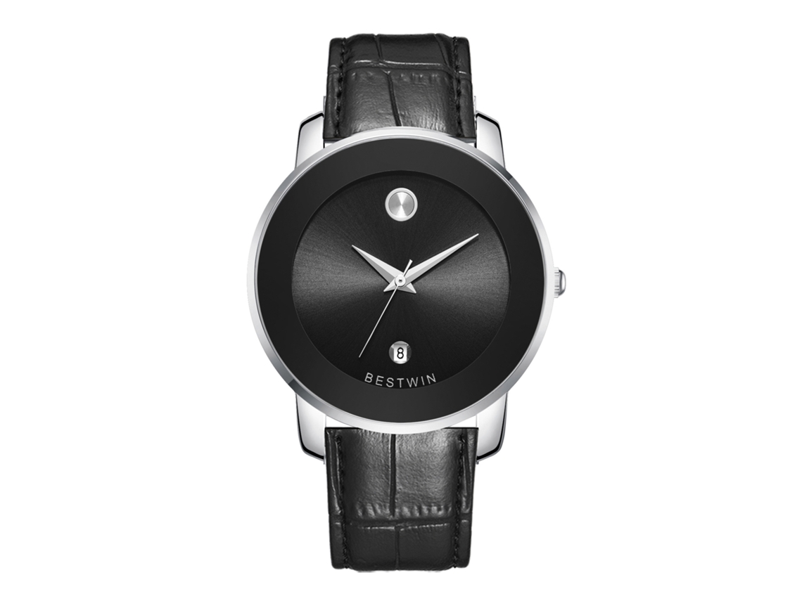 Reloj De Cuarzo Para Hombre (blanco Y Negro - Correa De Cuero)