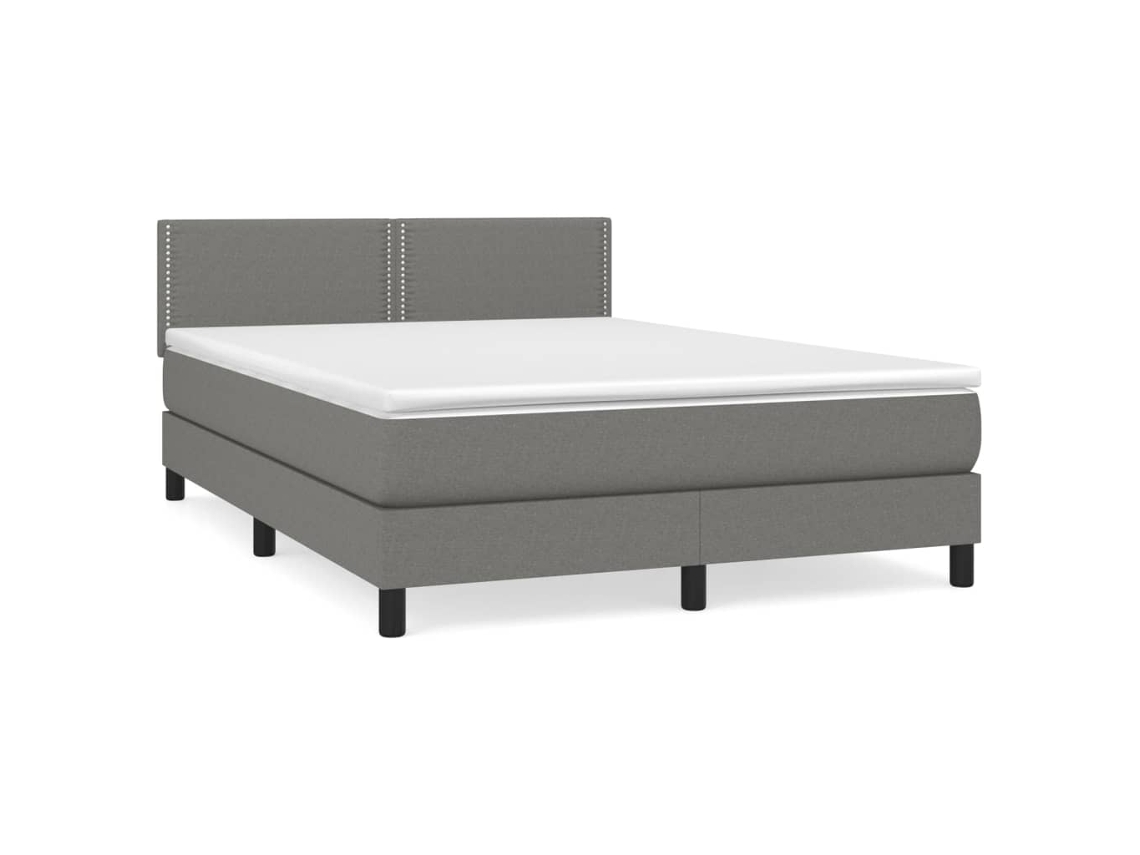 Maison Exclusive - Cama Box Spring Con Colchón Tela Gris Oscuro 140x200 Cm