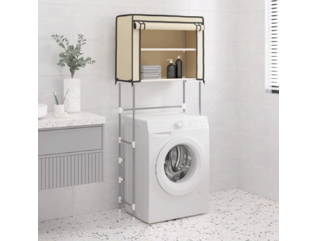 vidaXL Estantería 2 niveles lavadora hierro crema 71x29,5x170,5cm