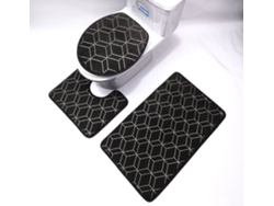 Conjunto de Alfombras de Baño LUUCOZK Antideslizantes Absorbentes Decoración Baño Secado Rápidopatrón Geométrico Poliéster Multicolor - 3pcs (Conjunto de 3 peças)