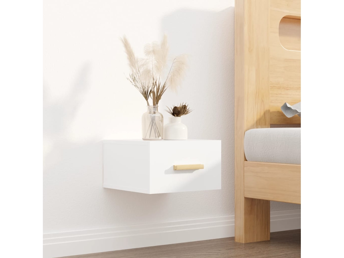 Mesa de Cabeceira LOVELY HOME Mesinha Montagem na Parede 35X35X20 Cm Branco