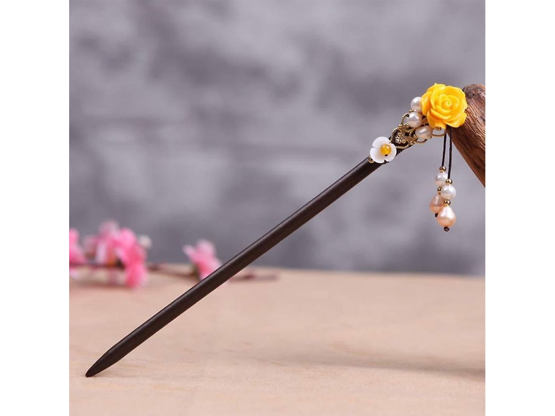 Espaguetis De Madera Para El Cabello Con Flores Chinas De 18 Cm Para Cabello Largo