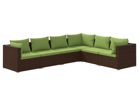 Conjunto 6 muebles de jardín VIDAXL y cojines ratán sintético marrón