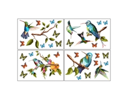 Pegatinas de colibrí y flores, decoración adhesiva de pared para vidrio NEVEANCE