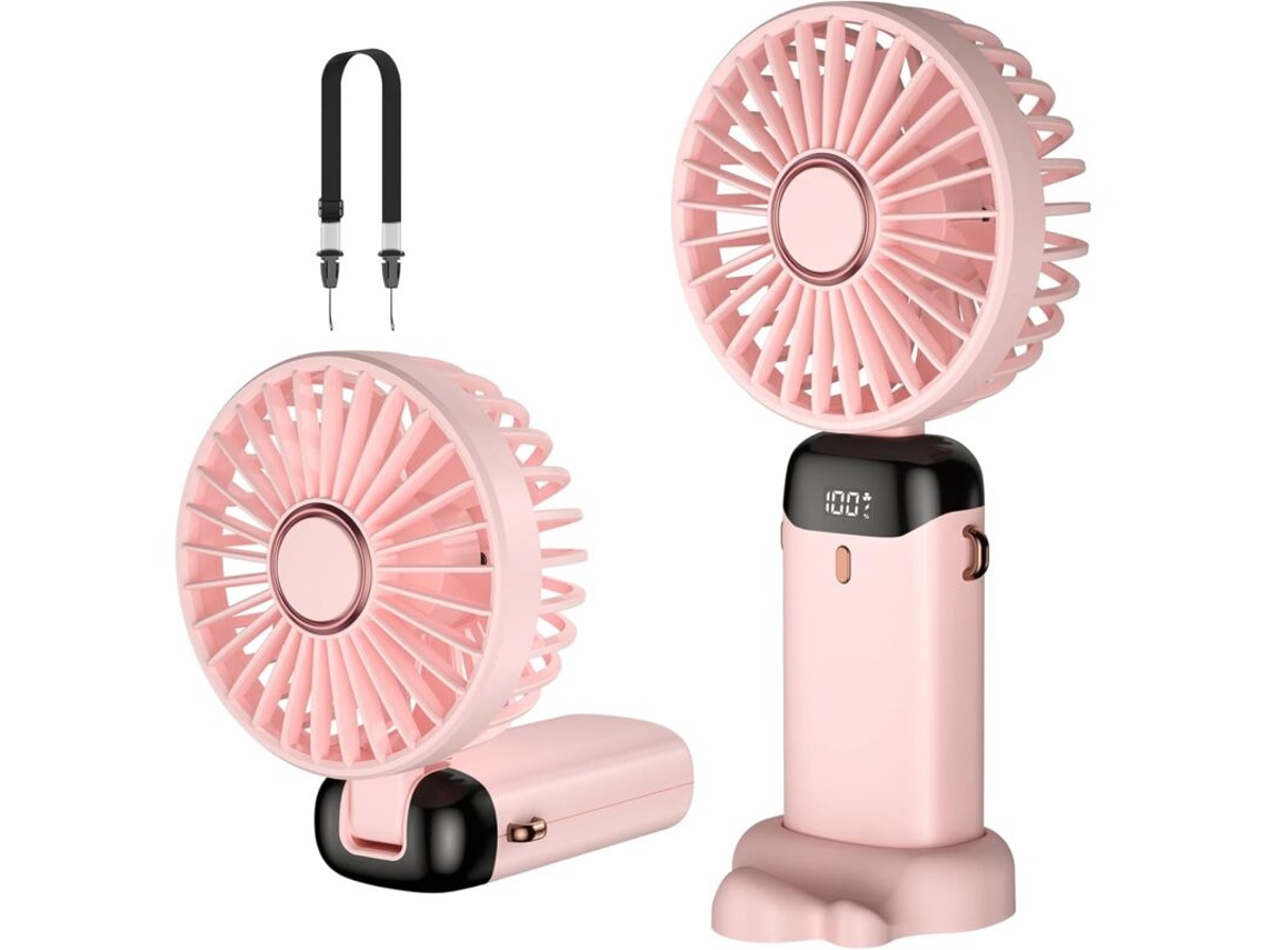 Ventilador portátil con refrigeración termoeléctrica, pantalla digital y 100 niveles de velocidad.