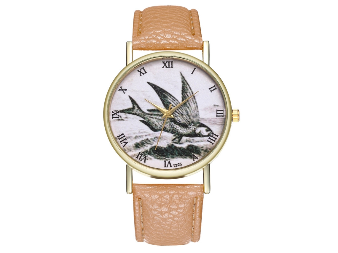 Reloj De Pulsera Unisex Informal Clásico Retro De Cuarzo Con Correa De Cuero Beige.