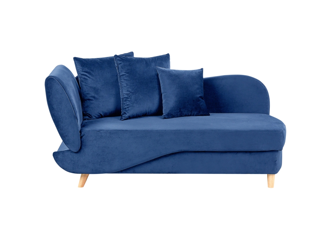 Chaise longue BELIANI Meri de Terciopelo Azul 175x69x73
