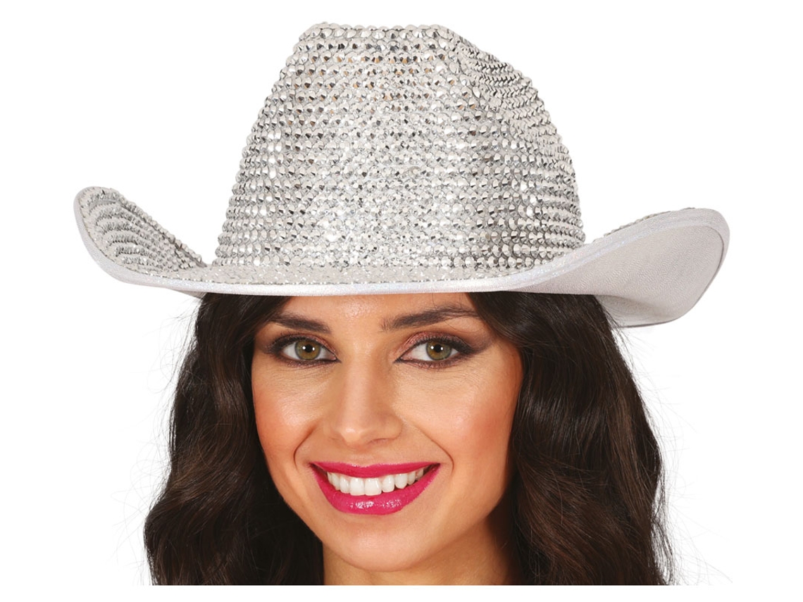 Sombrero Vaquero brillante plateado adulto