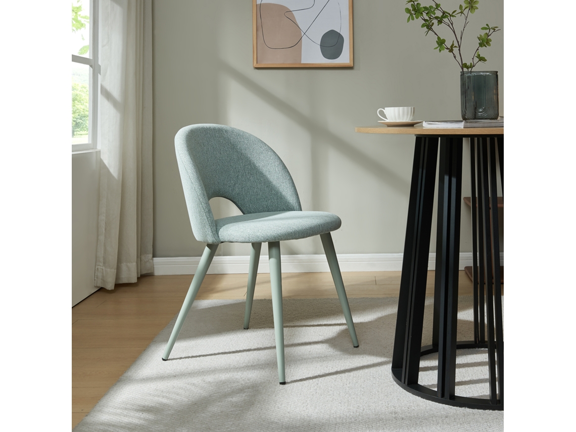 Juego De 4 Sillas De Comedor Karijoki Textil 77x50x55 Cm Verde Claro en.casa