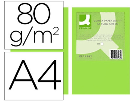 Papel Color Q Connect Din A4 80Gr Verde Neón Pack De 500 Hojas