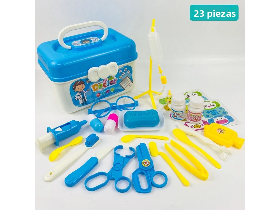 Kit médico infantil, suministros hospitalarios, bolsa de herramientas para enfermeras Mdug (azul, 23 piezas)