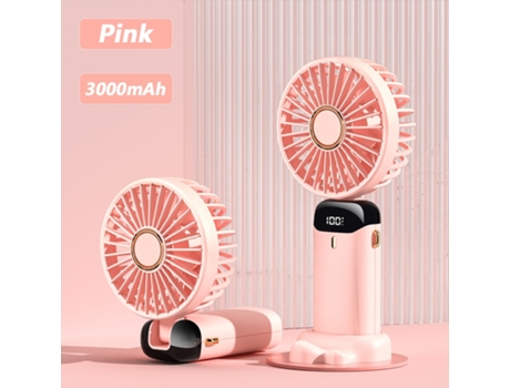 Ventilador portátil con pantalla digital multifuncional con cabezal plegable 3000mAh BDL23 Rosa