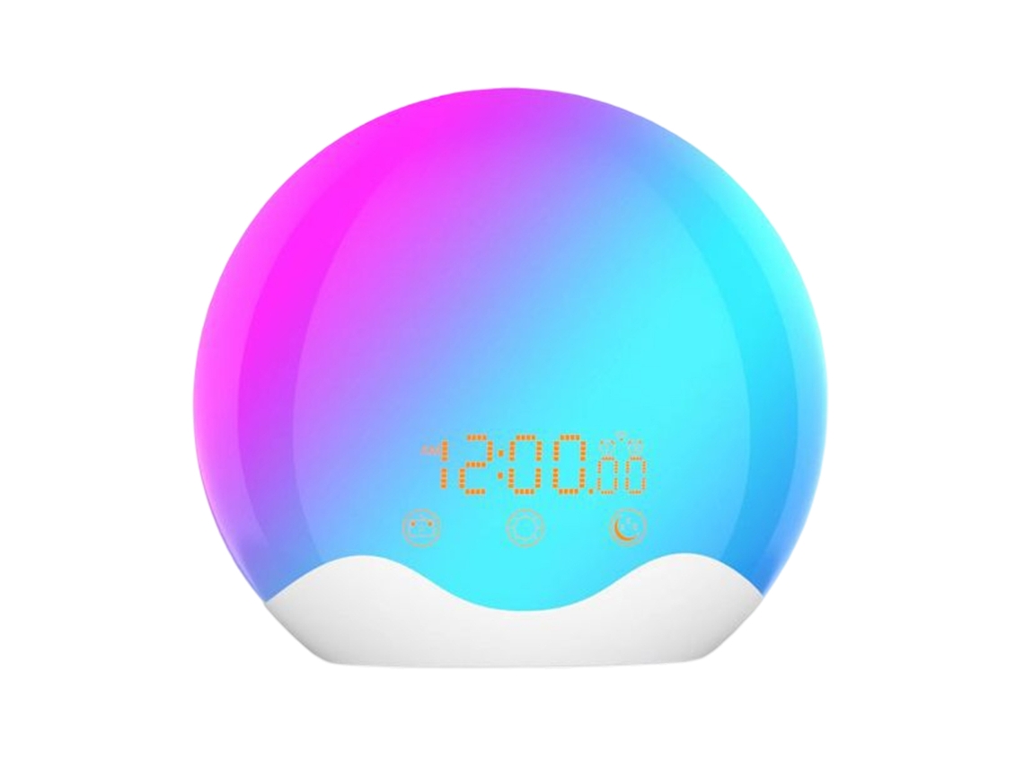 Reloj despertador con simulación de amanecer, 21 sonidos relajantes, doble alarma, 6 sonidos, 28 tonos, luces nocturnas de 12 núcleos, ajuste de volumen. Kofihety