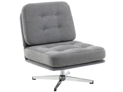 Sillón Giratorio Con Detalles De Chenilla Y Asiento Ancho, Gris Claro.
