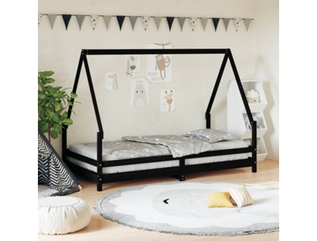 Estructura De Cama Infantil VIDAXL Negro Madera (90x190 cm)