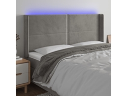 Cabecero Con Led De Terciopelo Gris Claro 203x16x118/128 Cm