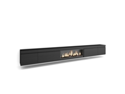 Mueble TV, Televisión, 368x35x45, Chimenea eléctrica XXL, Colgado, Suspendido, Negro SKRAUT HOME