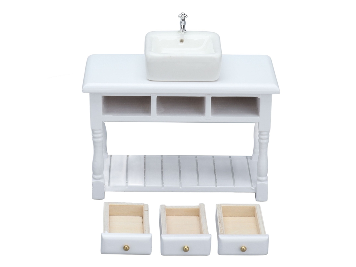 2026-set De Baño Para Casa De Muñecas 1:12 Muebles Miniatura Lavabo Blanco Accesorios De Baño Juguetes