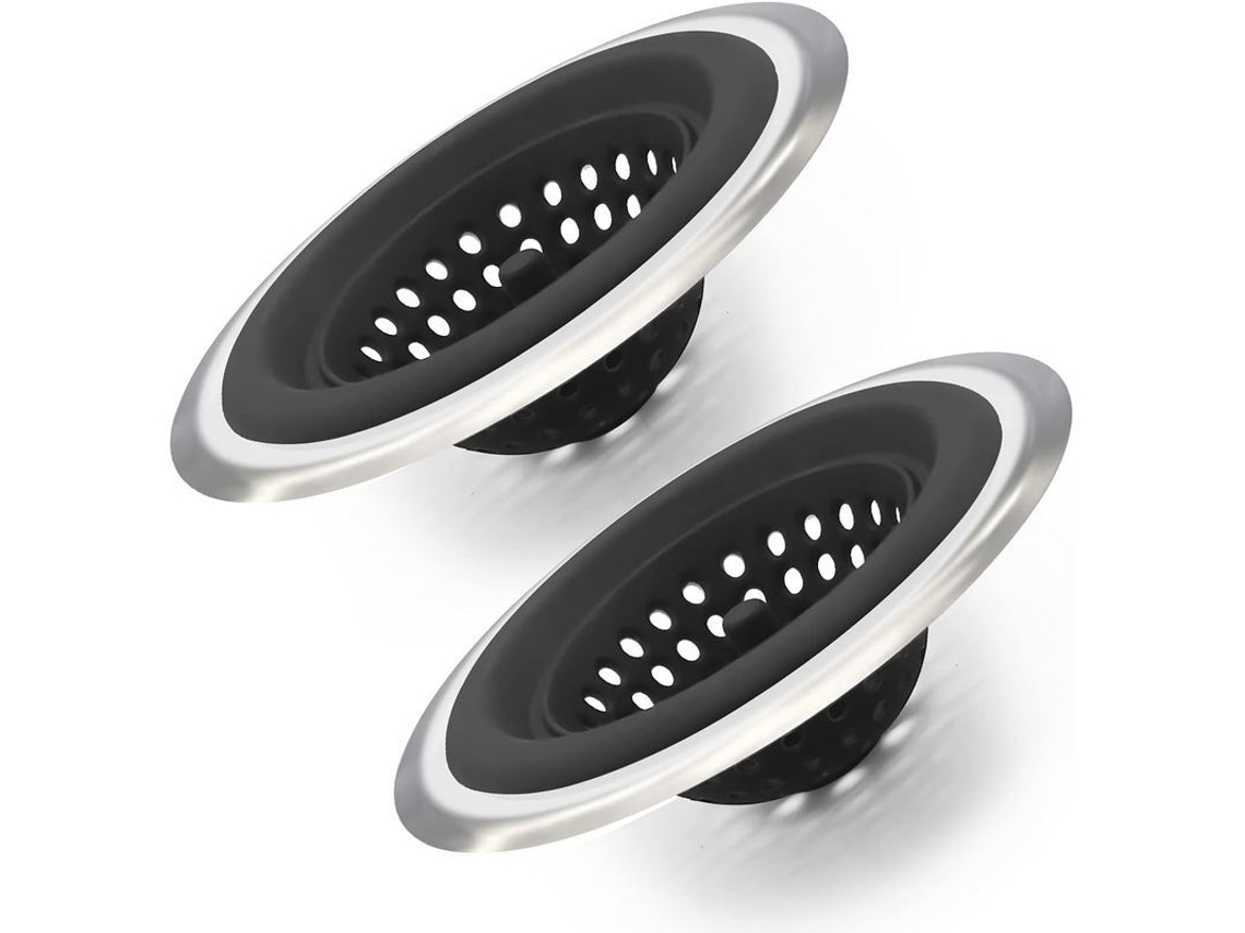 Filtro Para Fregadero De Cocina, 2 Unidades, Tapa De Silicona Con Anillo De Acero Inoxidable, Diseño Antiobstrucción.