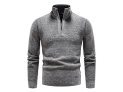 2026-sudadera Con Cremallera Casual Para Hombres Mystdiy De Punto Con Cuello Alto Manga Larga Y Forro De Pelo Adecuado Para Todas Las Estaciones