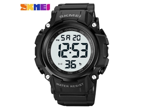 Hombres Deportes Pantalla LED Relojes Digitales Impermeable Cronómetro Luminoso Reloj Despertador-Máquina Blanca Negra LUUCOZK