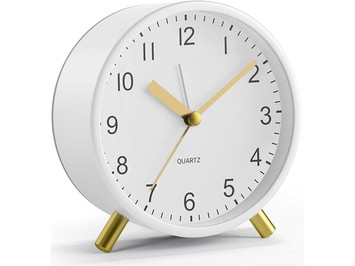 Reloj Blanco Metal Silencioso Redondo C  Luz Nocturna A Pila Para Oficina Dormitorio Mayores Regalo Escuela