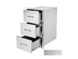 Juego de 3 cajones de acero inoxidable para cocina exterior 47x57x57cm Tekmaquinas
