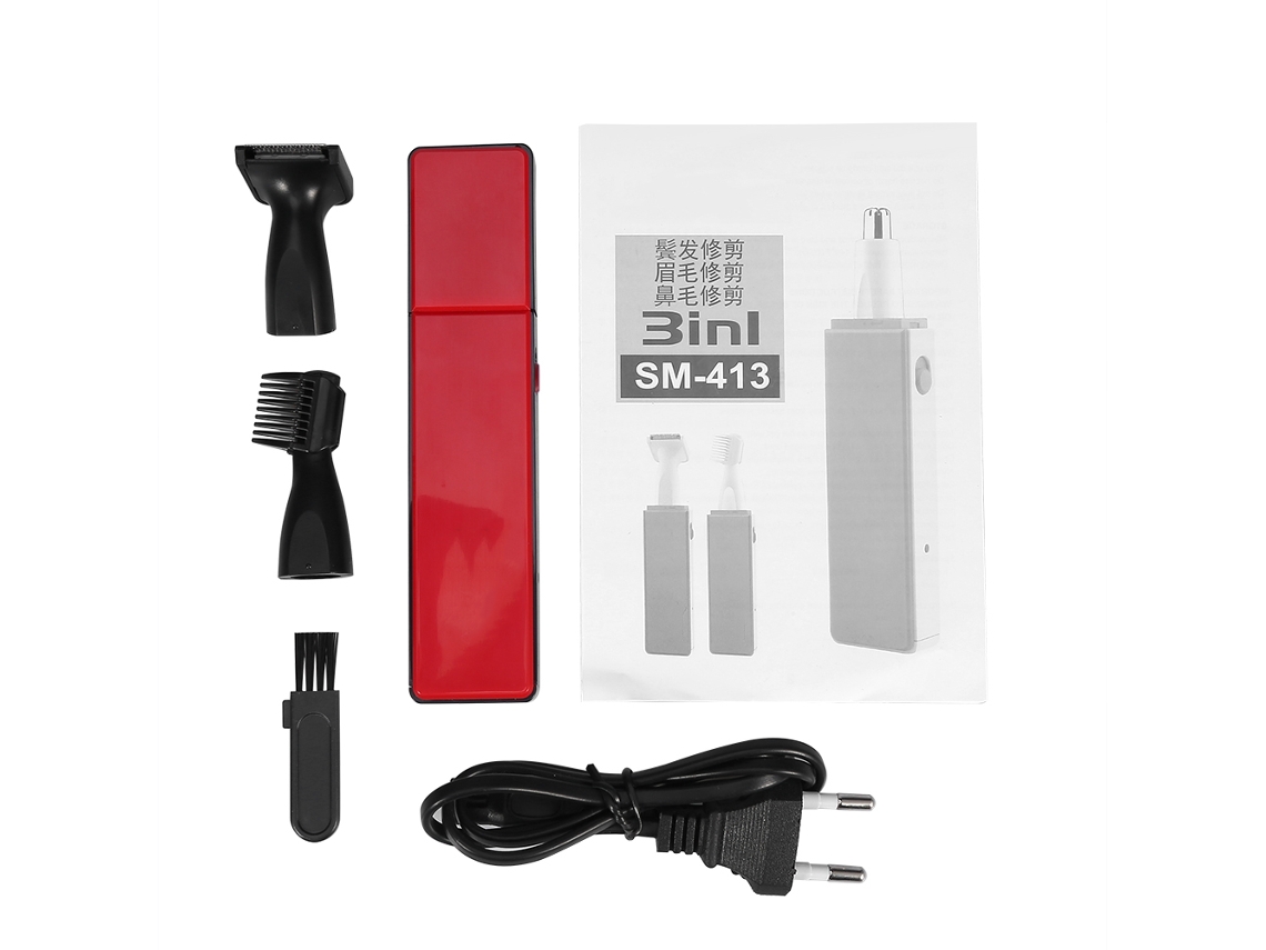 Sportsman Trimmer Eléctrico Portátil 3 En 1 Para Barba Nariz Oídos Cejas Pelo Set Familiar Rojo