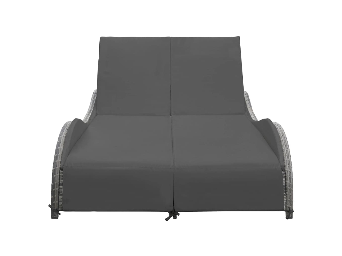 Maison Exclusive - Chaise longue doble con cojín de mimbre y patas color antracita
