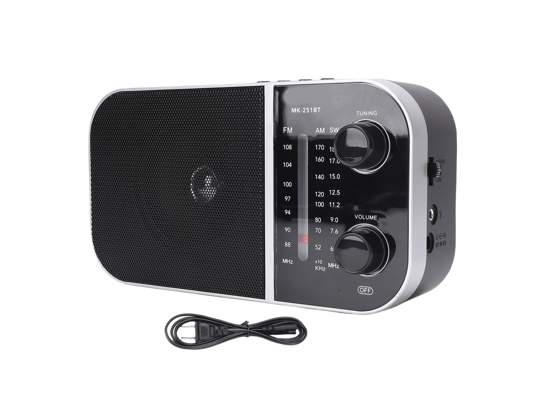 Radio Portátil Recargable Retro Am Fm Sw Altavoz Bluetooth Multibanda Para Viajes Con Enchufe Estadounidense 110v