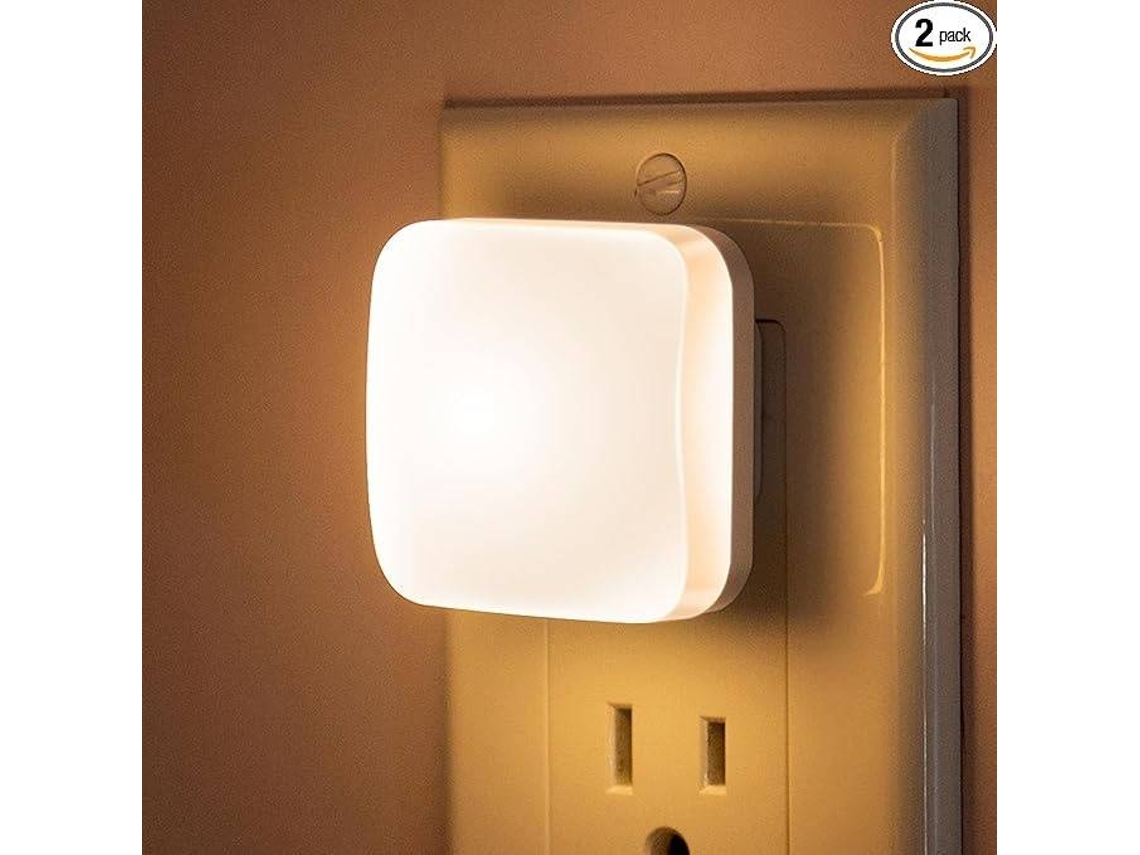 Luz nocturna LED con enchufe de pared, 0,3 W, luz nocturna cuadrada con enchufe, luz blanca cálida de 3000 K (blanca)