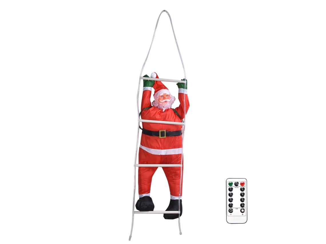 Adorno Navideño De Papá Noel Trepando Por Una Cuerda Led De 90 Cm Con 60 Luces Y 8 Modos, Usb, Para Decoración Del Árbol De Navidad.