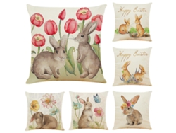 Rebe-set De 6 Fundas De Almohada Con Patrón De Conejos Y Flores, 45x45 Cm, Estilos Diferentes Para Sofá, Coche Y Hogar
