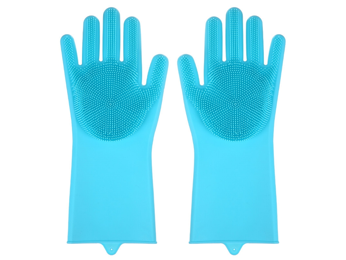 Guantes De Silicona Con Cerdas, Impermeables, Resistentes Al Aceite, Para Lavar Platos, Limpieza De Cocina, Versátiles, Azules.