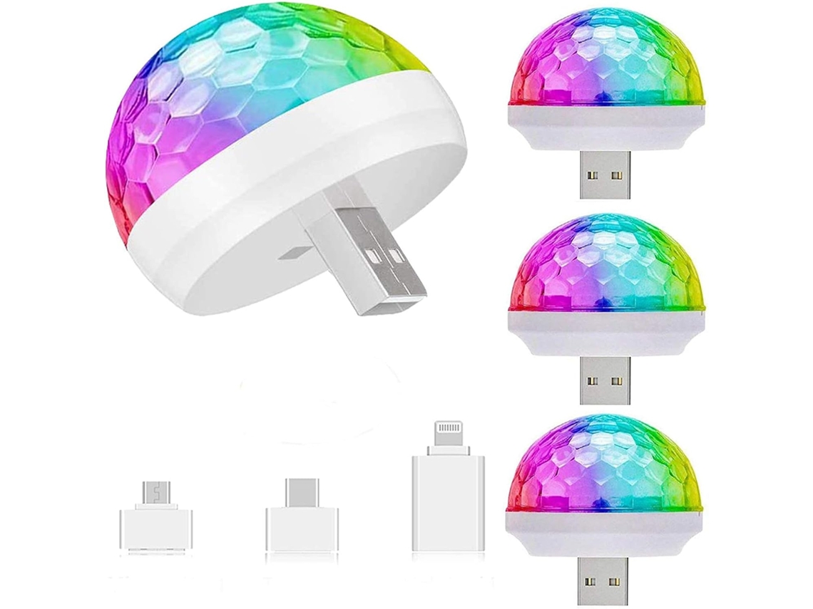 Mini bolas de discoteca con luces USB para fiestas navideñas, karaoke y bares (paquete de 4)