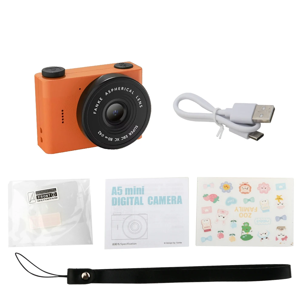 Minicámara digital 720p con pantalla, videocámara infantil, grabadora de DVD MDUG (naranja, 16 GB)