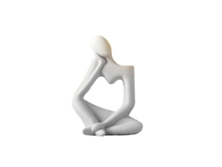 Jarrón Con Escultura Abstracta, Estilo Pensador, Cerámica Blanca, Decoración Moderna, 5,5 X 3,3 X 7,9 Pulgadas.