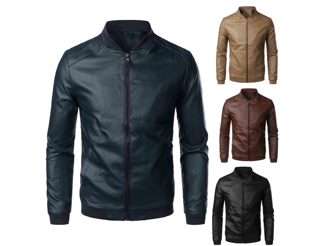 Hombre Con Chaqueta De Cuero, Bestseller De Primavera Y Otoño, Tendencia De Moda, Tomtop, Chaqueta Coreana Delgada De Pu Con Cuello Alto