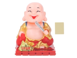 Adorno De Monje Buda Con Energía Solar Y Mano Que Se Mueve Automáticamente, Estatua Dorada Para El Hogar Y El Coche.