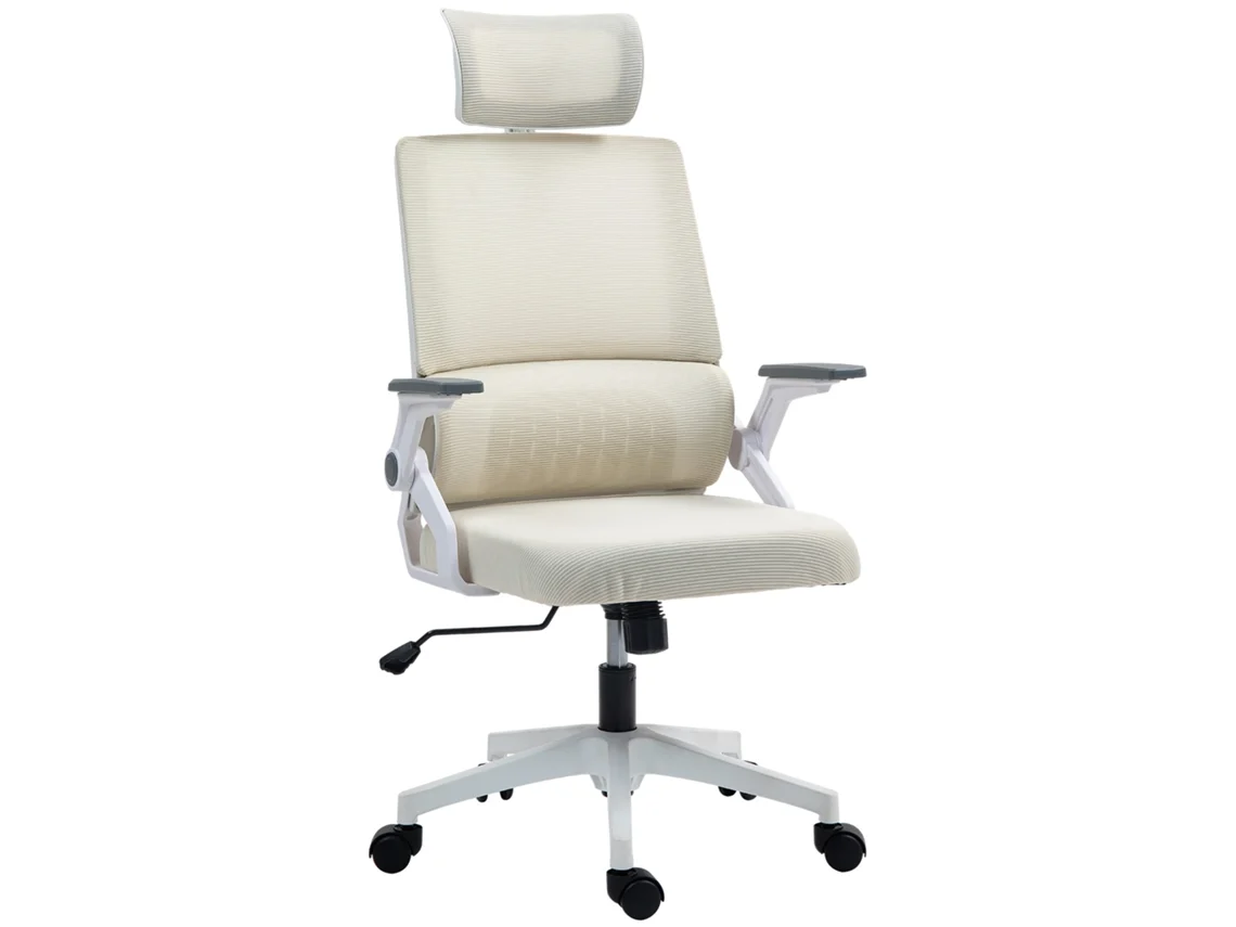Silla de oficina con reposacabezas 60x61x121,5 Beige