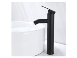 Grifo Para Lavabo, Diseño De Caño Alto, Grifo De Un Solo Orificio, Latón Cromado, Con Aireador Extraíble.