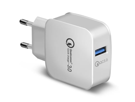 Cargador Adaptador de Carga Rápida Qualcomm 3.0 USB - Fast Charge (Blanco)