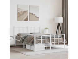Estructura Cama Sin Colchón Con Estribo Metal Blanco 140x200 Cm