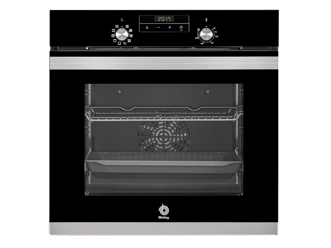 Horno Balay 3hb4331n0 cristal negro limpieza aqualisis 71l serie acero 60 cm color multifuncion abatible 71 7 funciones mandos ocultables independiente 3400 w 59.4