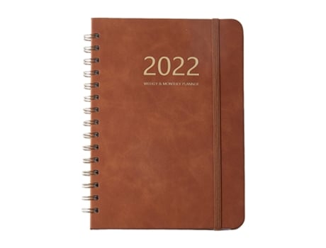 Cuaderno A5, agenda escolar 2022, cuaderno con horario semanal diario, cuadernos de ejercicios en espiral de 160 páginas marrón