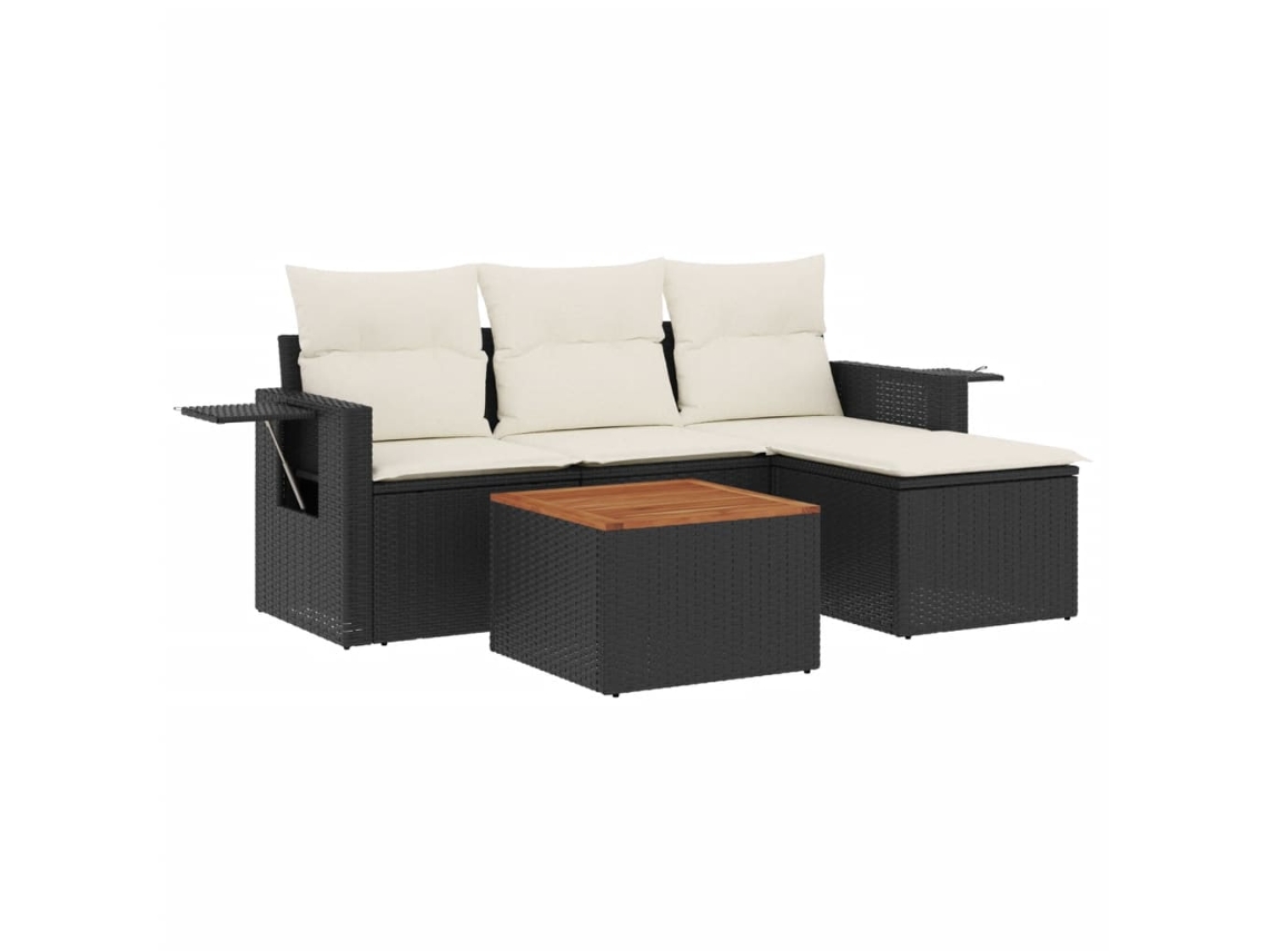 Maison Exclusive - Set De Muebles De Jardín 5 Pzas Y Cojines Ratán Sintético Negro