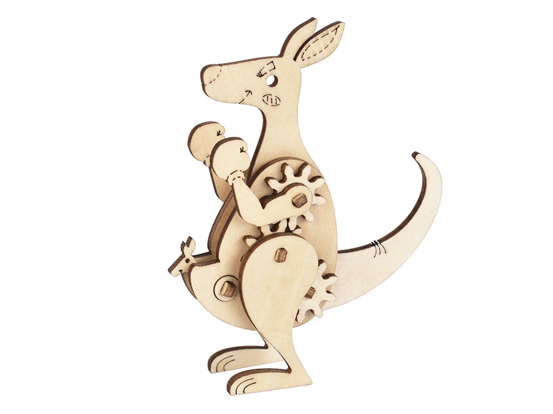Mini Maqueta Mecánica 3d De Madera. Diseño Kangaroo. 20 Piezas.