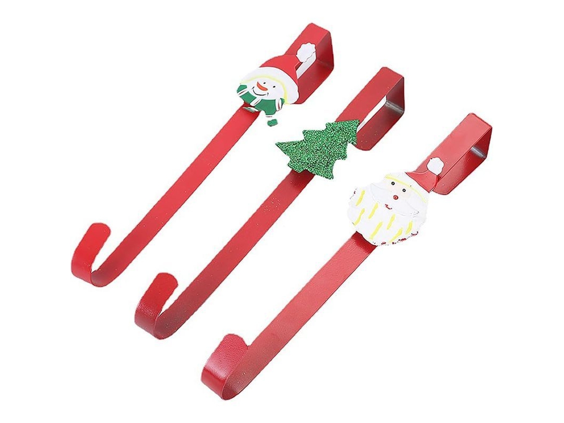 Juego De 3 Coronas Navideñas Para Puerta Con Ganchos Metálicos - A2, Rojo