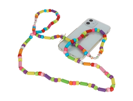 Joya para Teléfono Pulsera Bolas y Letras 110cm Colección Perla Multicolor AVIZAR