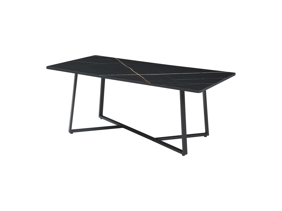 Mesa de centro Riskiften 120x60x48 cm con aspecto de mármol, color negro [EN.CASA]